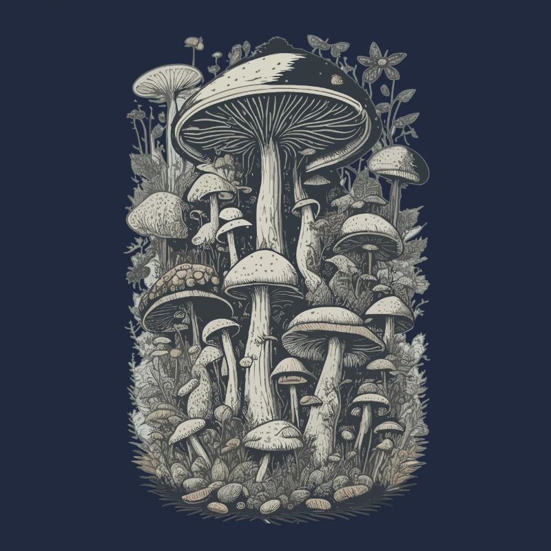 Champignon cueilleur de champignons dans la conception de forêts naturelles