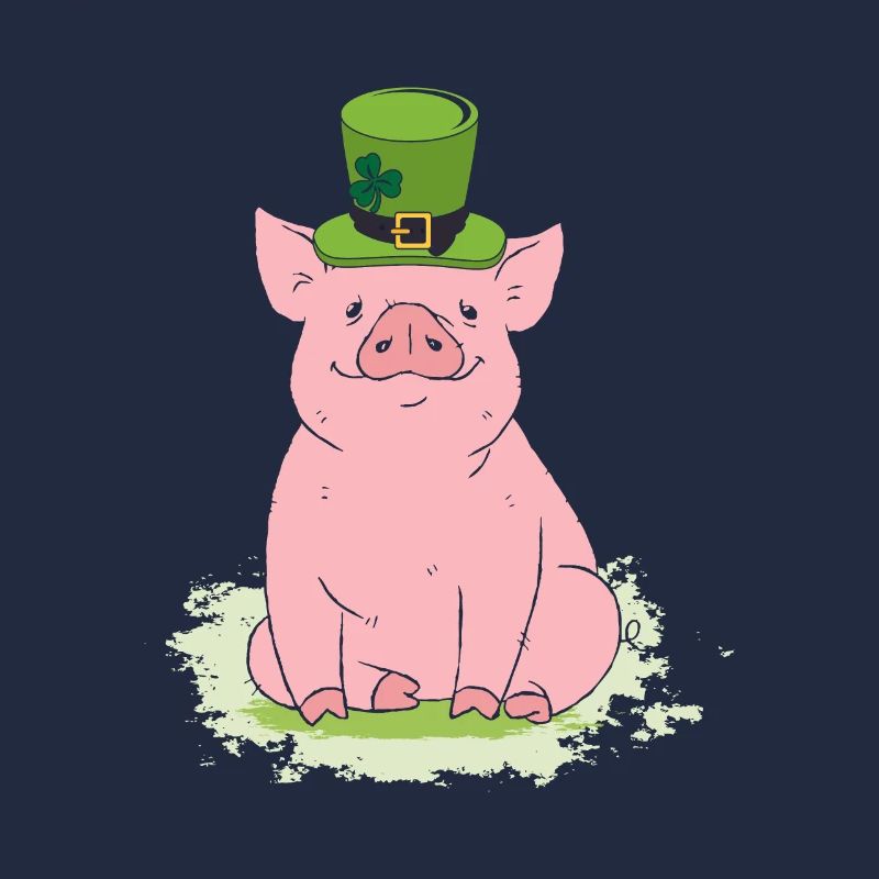 Cochon chanceux avec haut-de-forme et trèfle