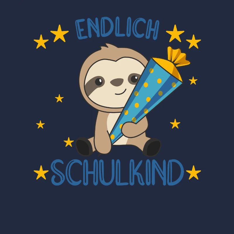 endlich Schulkind Einschulung Schule Faultier