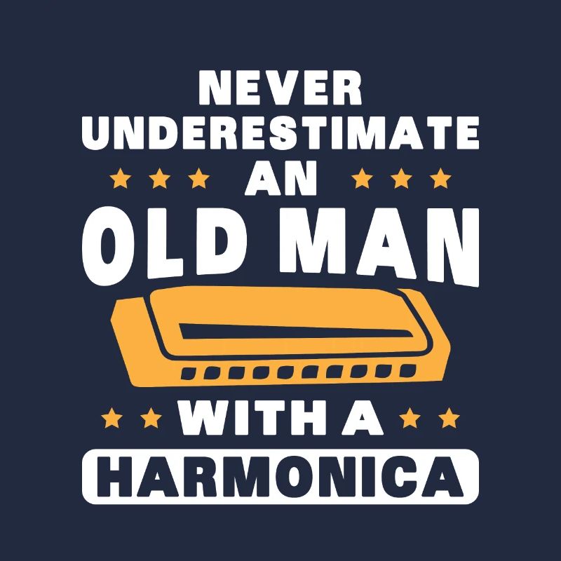 An old man with a harmonica