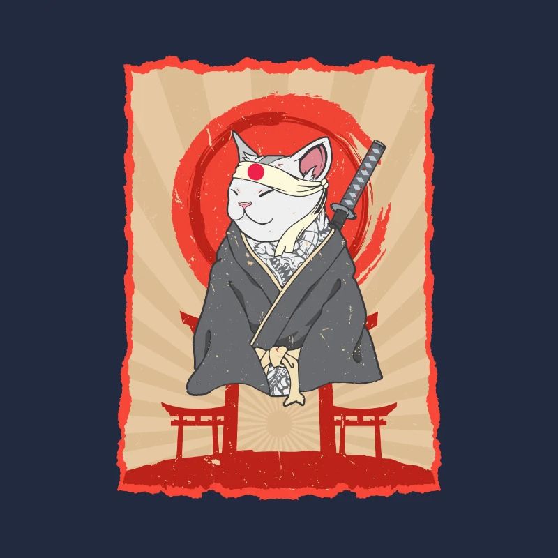 Samurai Japan Katze Torii Ninja Anime Katze