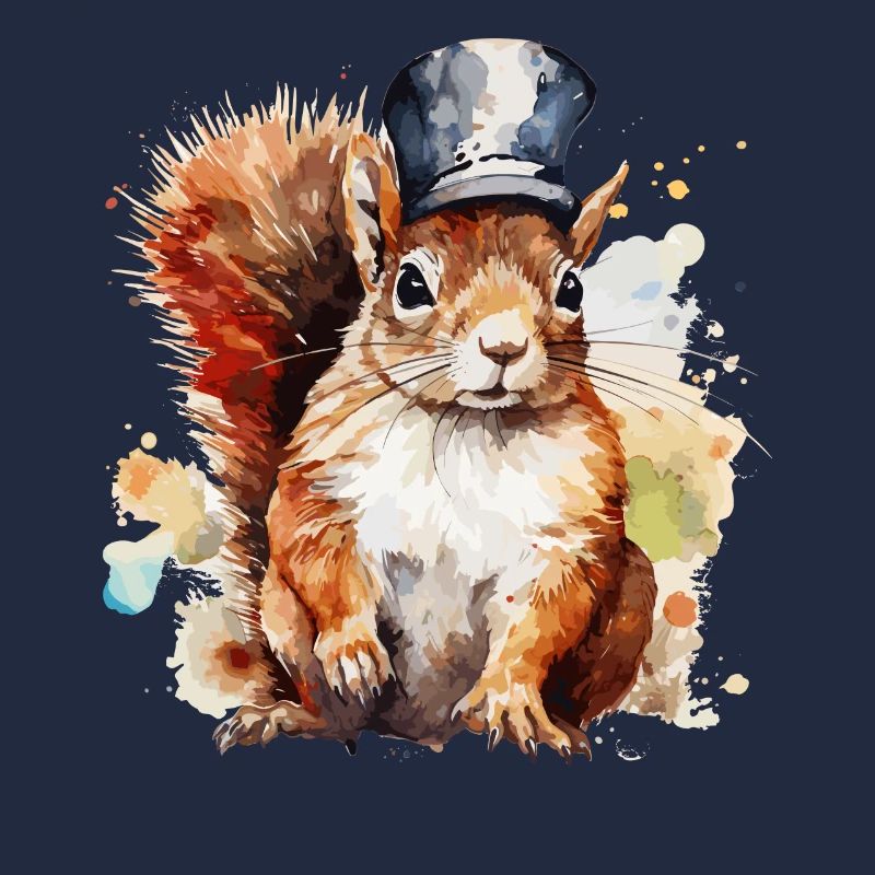 Aquarell Eichhörnchen Eisenbahner