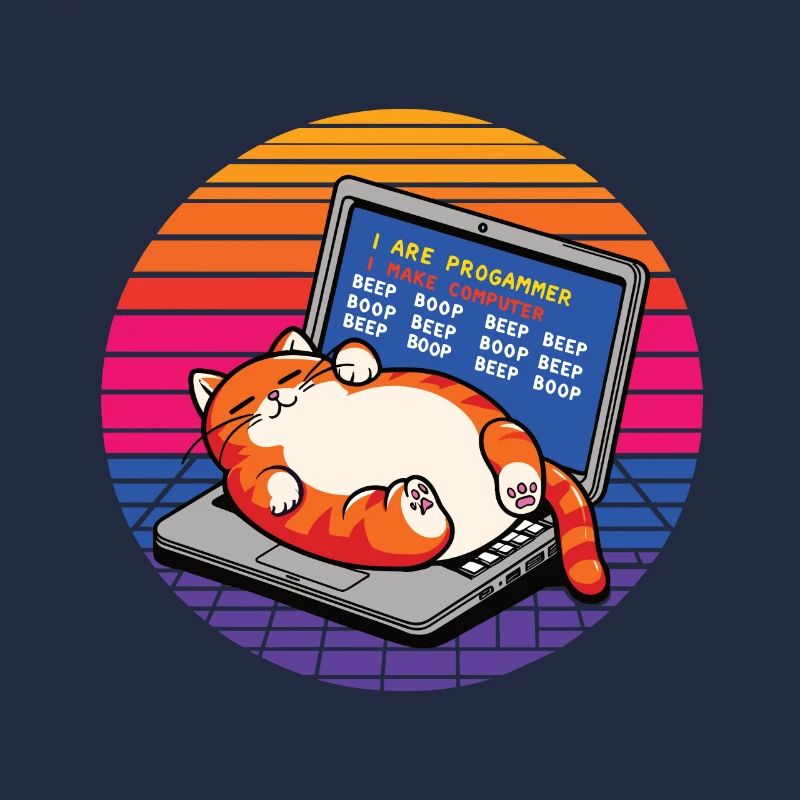 I are programmer, fat sleeping cat