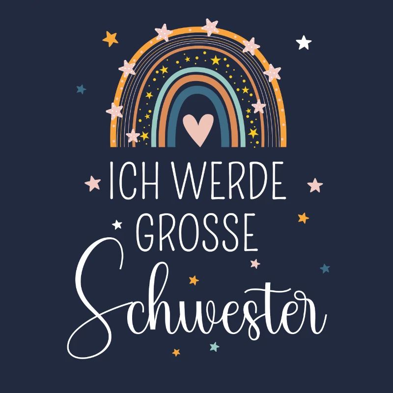 Ich werde große Schwester 2025 Regenbogen Süß