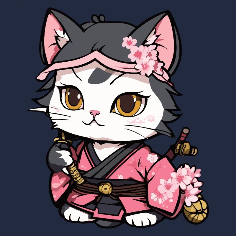 Samurai Katze & Kirschblüten #12