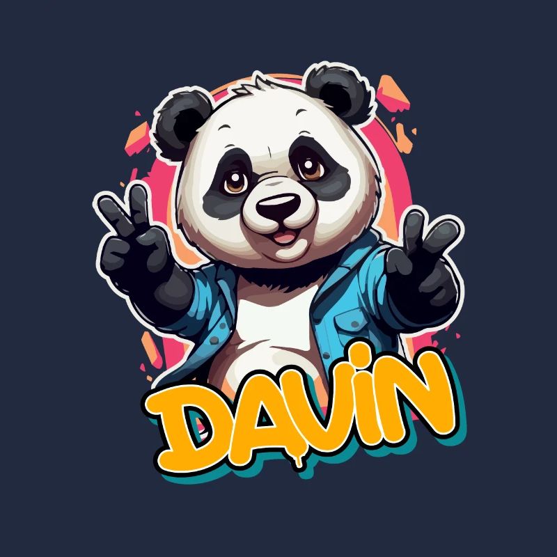 DAVIN - Beau nom de garçon avec Cool Panda