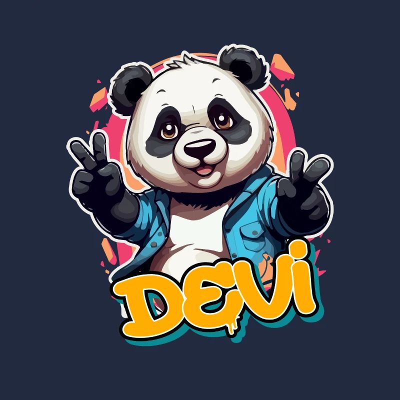 DEVI - Beau prénom de garçon avec un panda cool