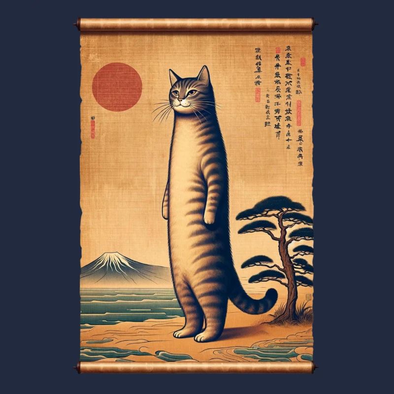 Mt. Fuji Sunset Papyrus Scroll Retro