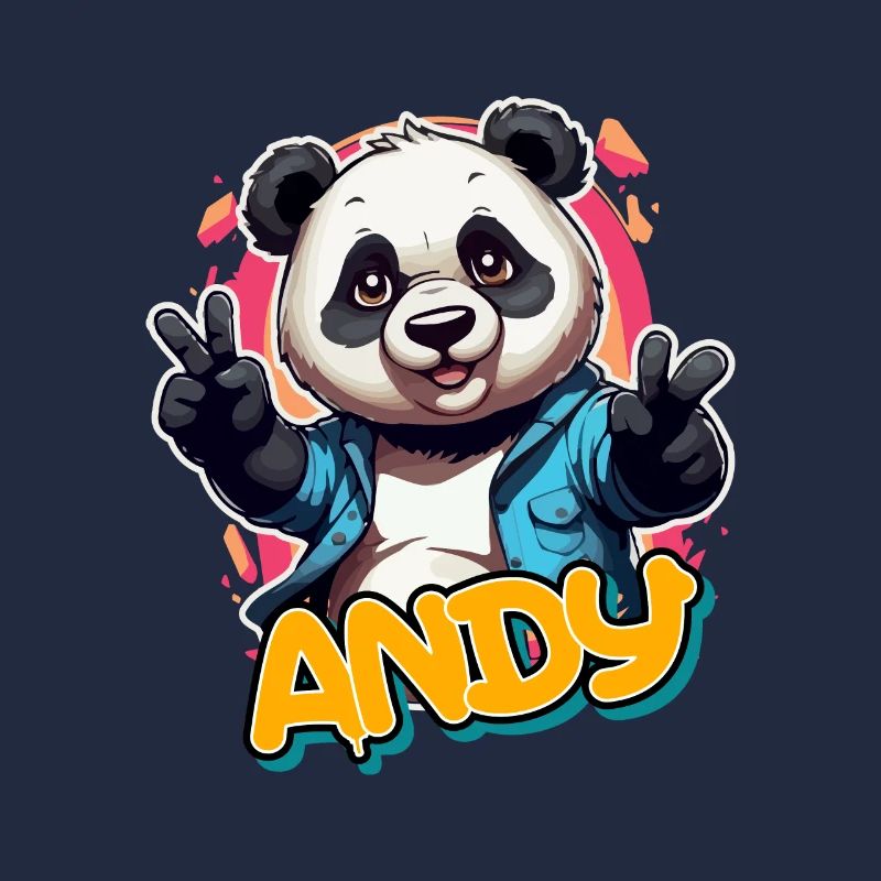 ANDY - Beau nom de garçon avec Cool Panda
