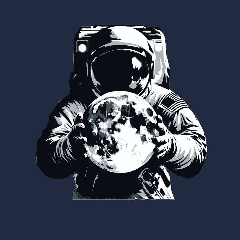 Un astronaute tient la lune dans ses mains Spaceman
