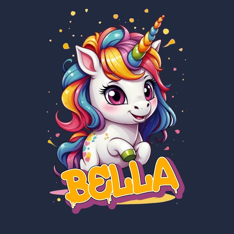 BELLA - Schöner Mädchen Name mit süßem Einhorn