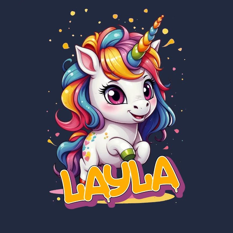 LAYLA - Schöner Mädchen Name mit süßem Einhorn