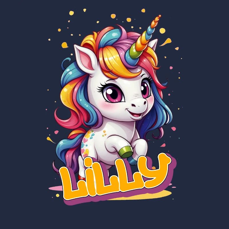 LILLY - Schöner Mädchen Name mit süßem Einhorn