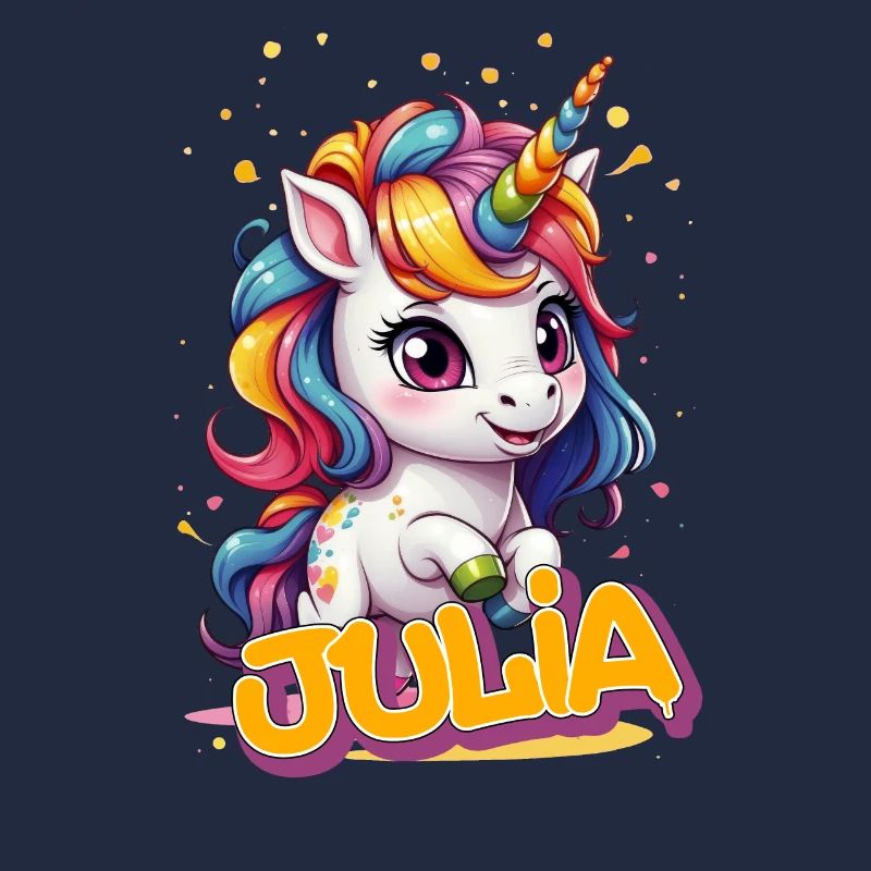 JULIA - Schöner Mädchen Name mit süßem Einhorn