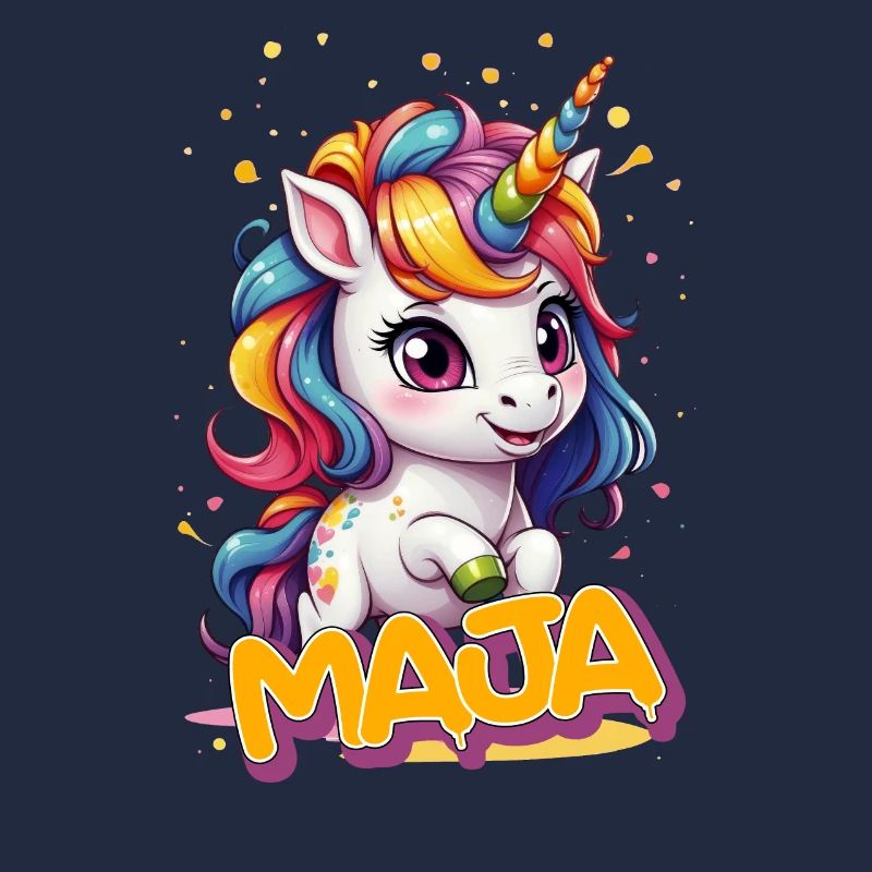 MAJA - Schöner Mädchen Name mit süßem Einhorn