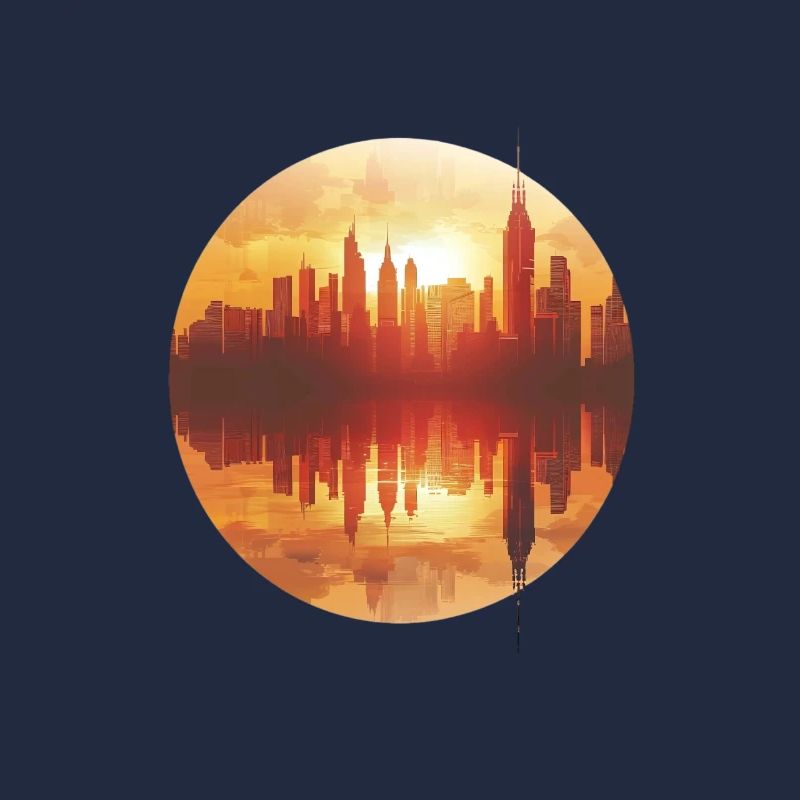 Sunset Cityscape Reflection