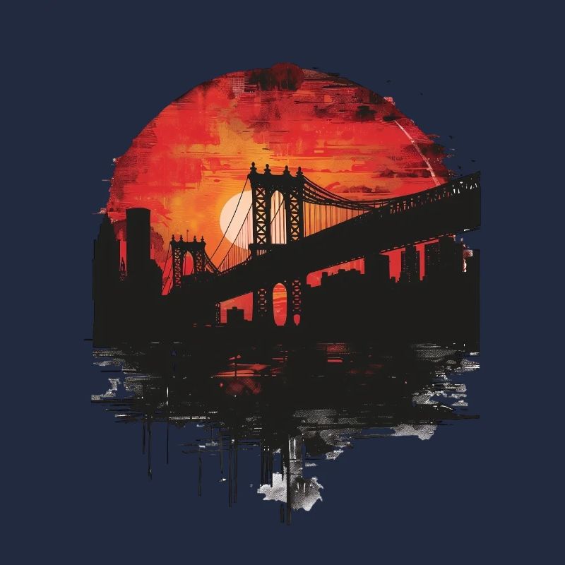 Sunset Brooklyn Bridge Scenery
