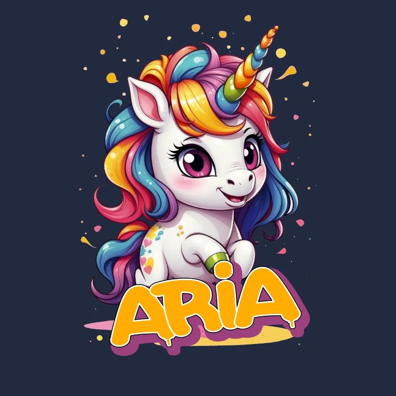 ARIA - Schöner Mädchen Name mit süßem Einhorn