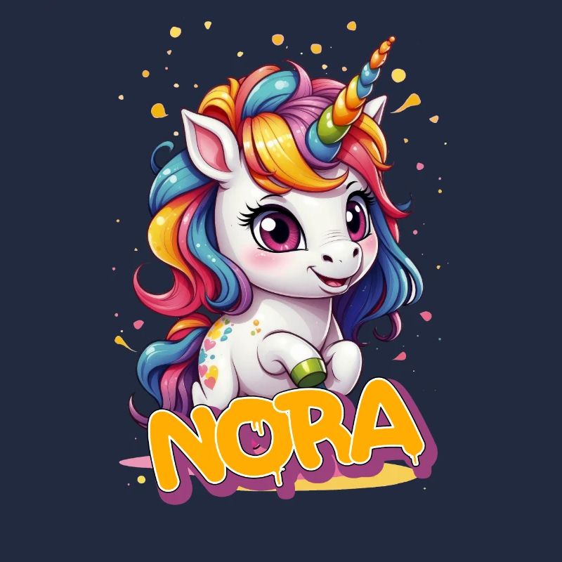 NORA - Schöner Mädchen Name mit süßem Einhorn