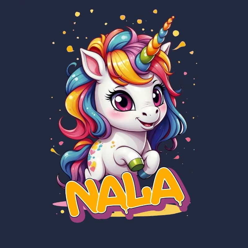 NALA - Schöner Mädchen Name mit süßem Einhorn