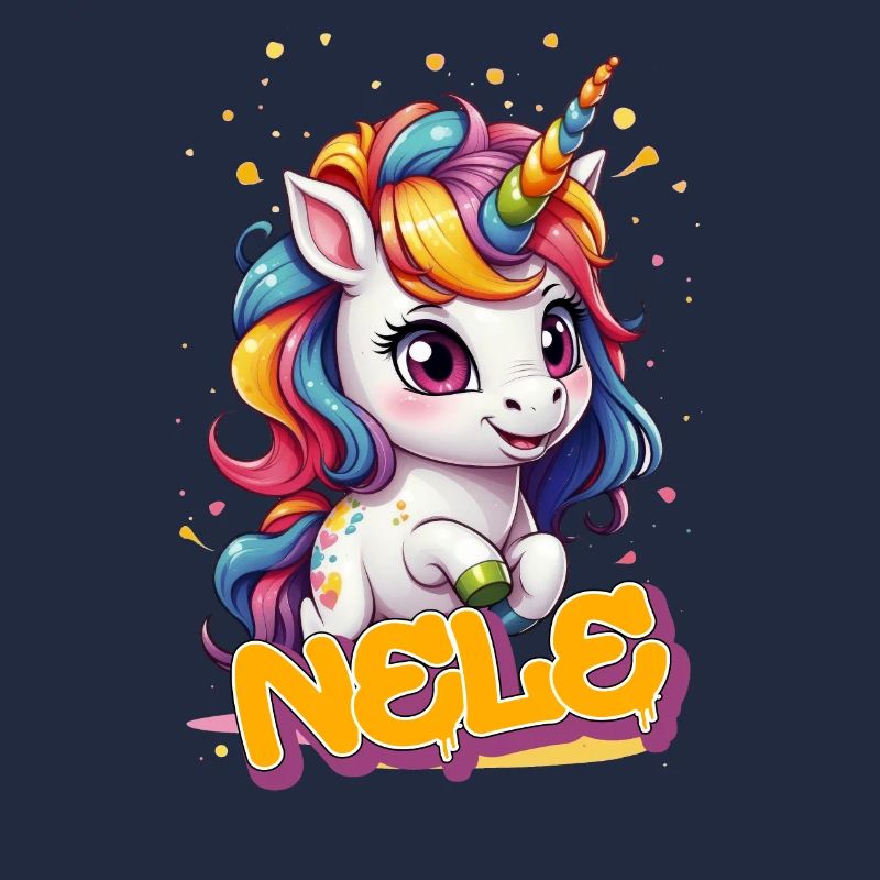 NELE - Schöner Mädchen Name mit süßem Einhorn