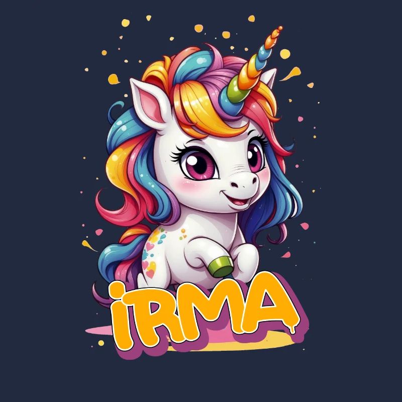 IRMA - Schöner Mädchen Name mit süßem Einhorn