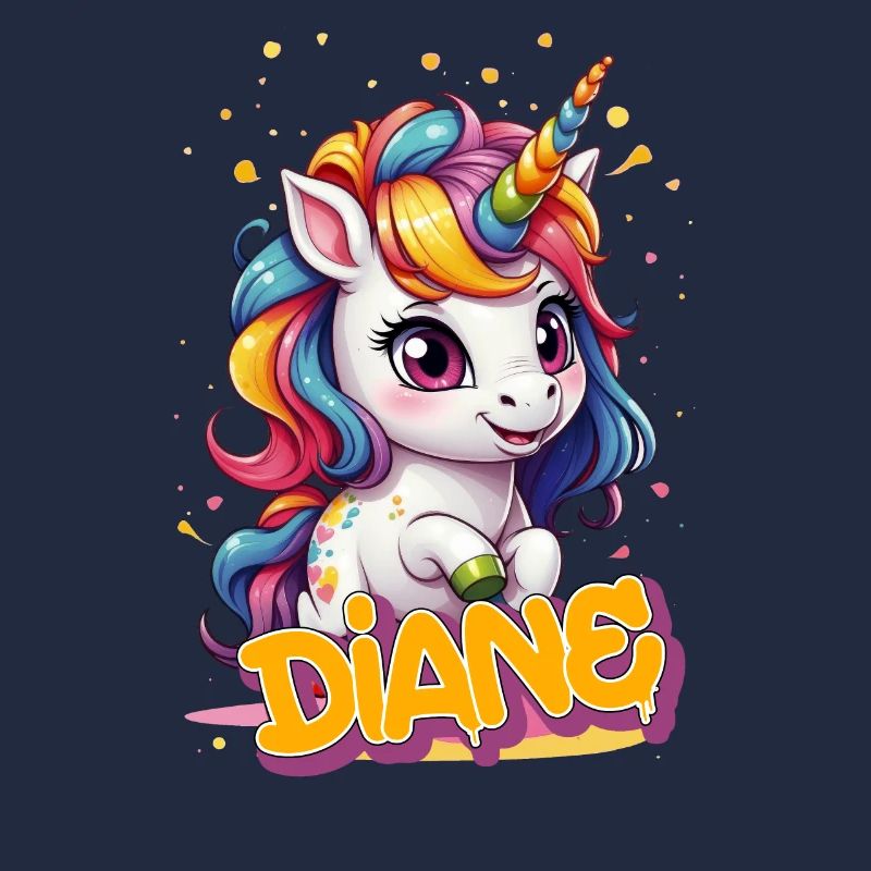 DIANE - Schöner Mädchen Name mit süßem Einhorn