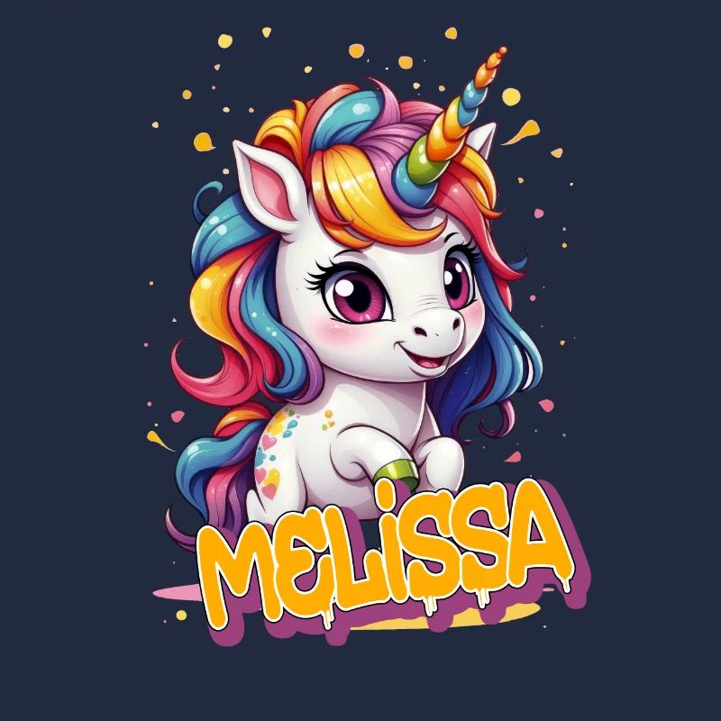 MELISSA - Schöner Mädchen Name mit süßem Einhorn
