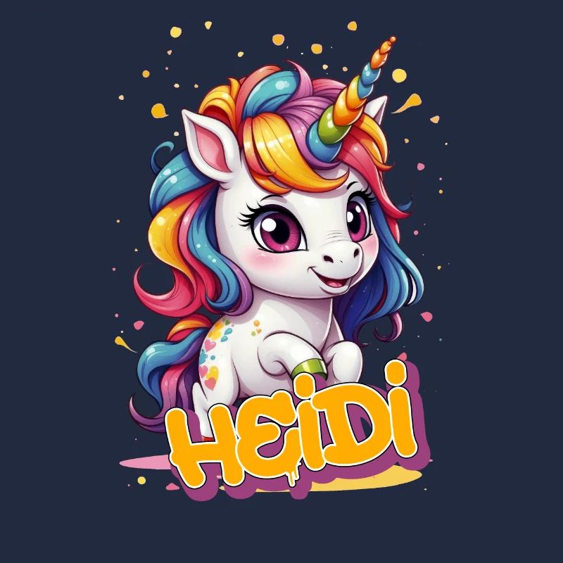 HEIDI - Schöner Mädchen Name mit süßem Einhorn