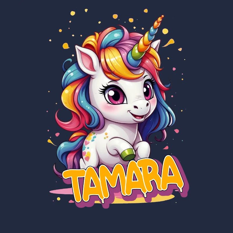 TAMARA - Schöner Mädchen Name mit süßem Einhorn