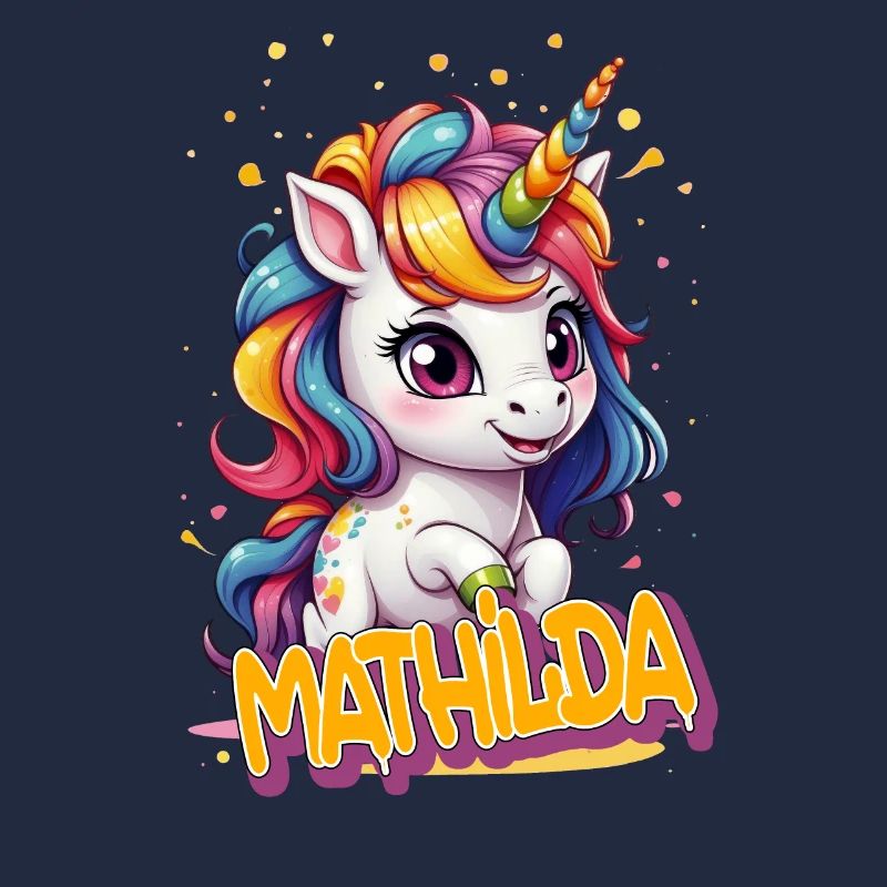 MATHILDA - Schöner Mädchen Name mit süßem Einhorn