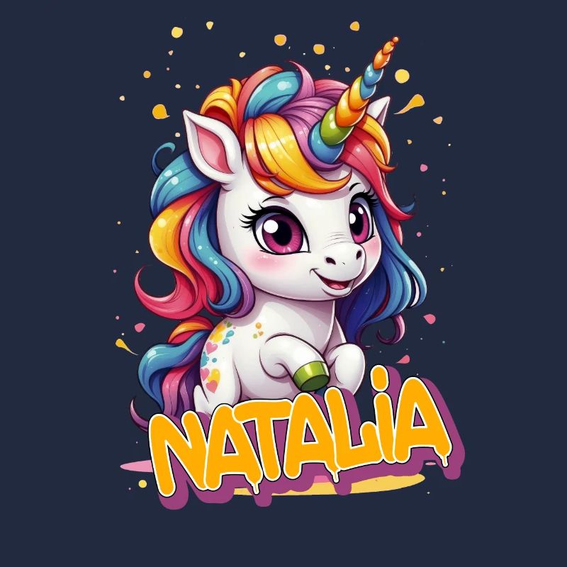 NATALIA - Schöner Mädchen Name mit süßem Einhorn