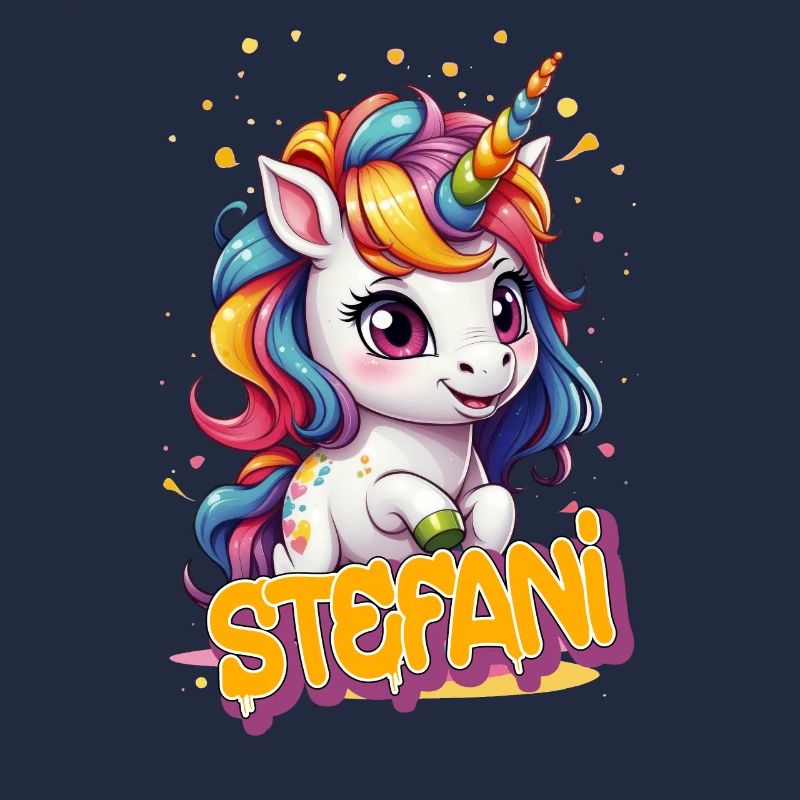 STEFANI - Schöner Mädchen Name mit süßem Einhorn