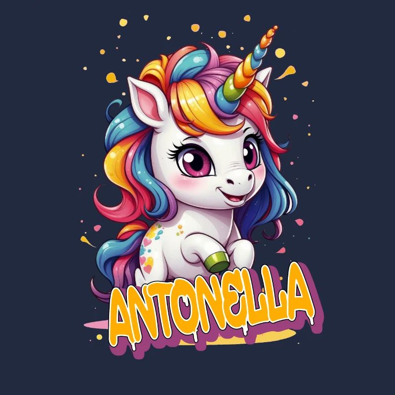 ANTONELLA - Schöner Mädchen Name mit süßem Einhorn