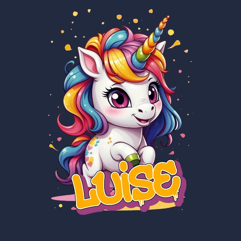 LUISE - Schöner Mädchen Name mit süßem Einhorn