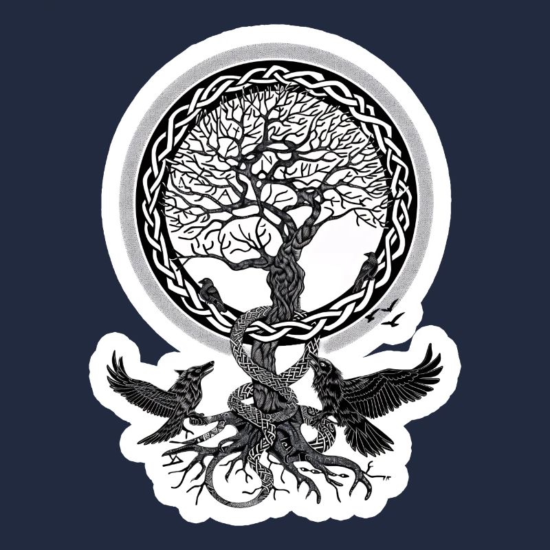 Round braided arborvitae with ravens