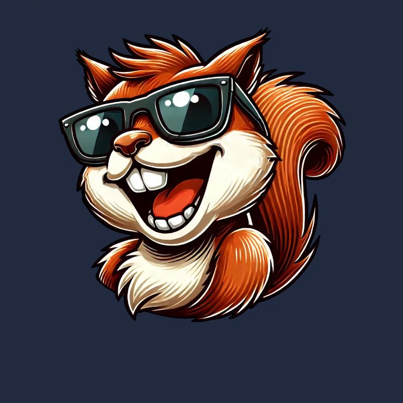 Cooles Eichhörnchen mit Sonnenbrille lachend