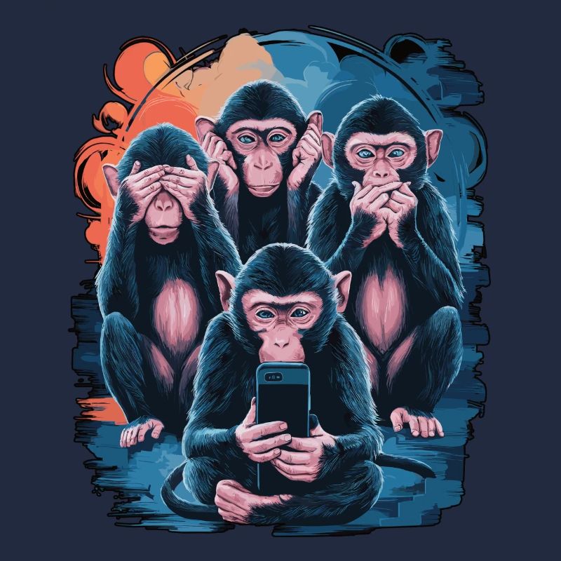 singe sage avec téléphone portable drôle multi conception multimédia