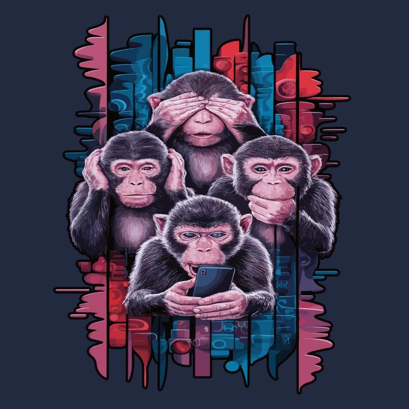 singe sage avec téléphone portable drôle multi conception multimédia