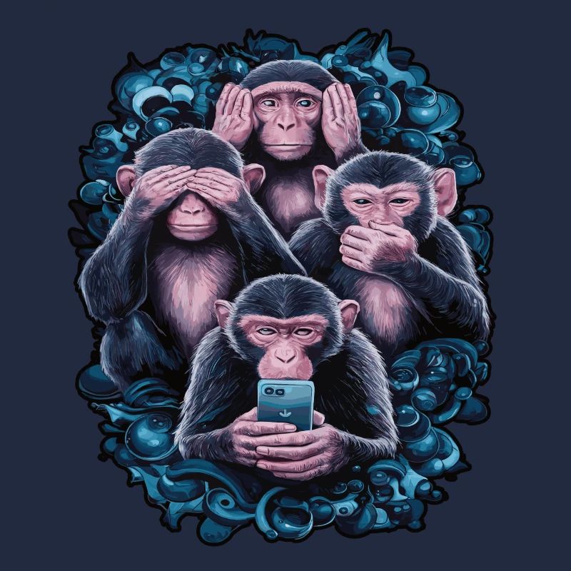 singe sage avec téléphone portable drôle multi conception multimédia