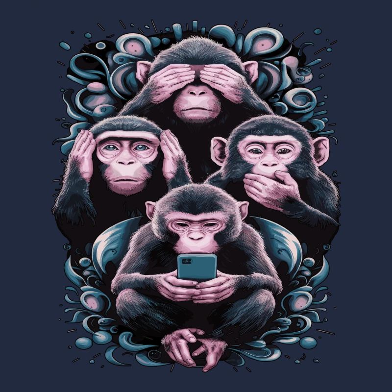 singe sage avec téléphone portable drôle multi conception multimédia