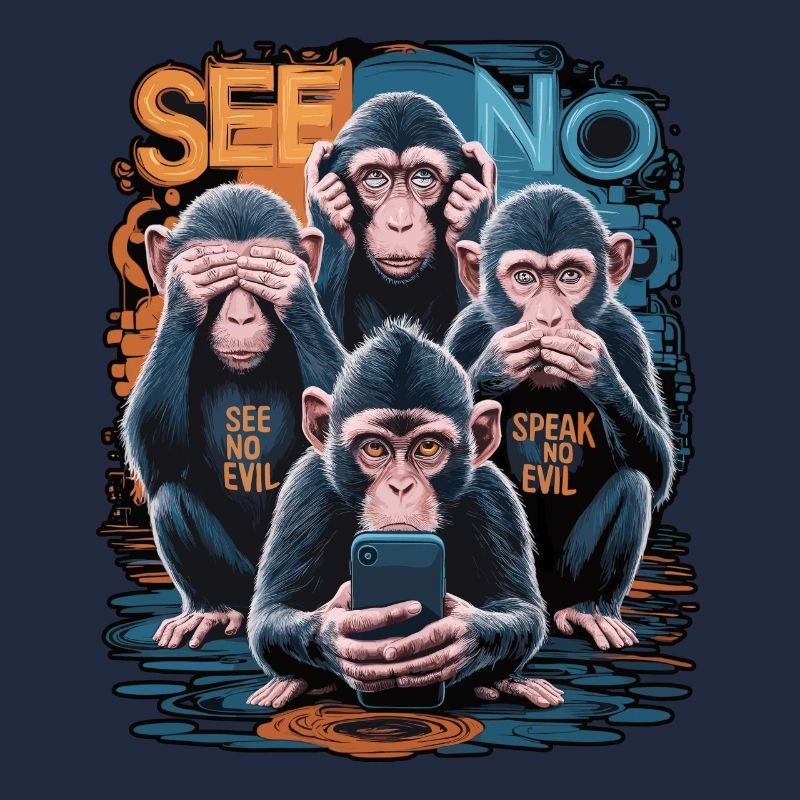 singe sage avec téléphone portable drôle multi conception multimédia