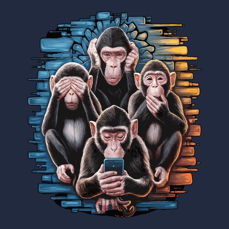 singe sage avec téléphone portable drôle multi conception multimédia