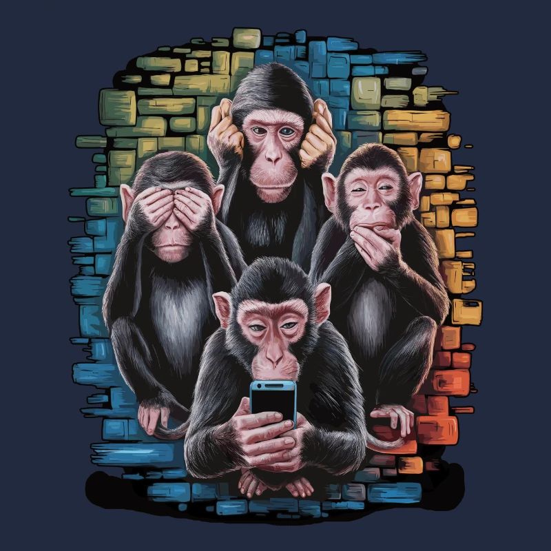 singe sage avec téléphone portable drôle multi conception multimédia