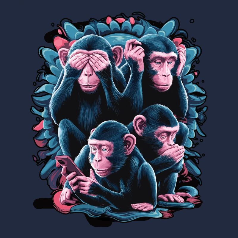 singe sage avec téléphone portable drôle multi conception multimédia