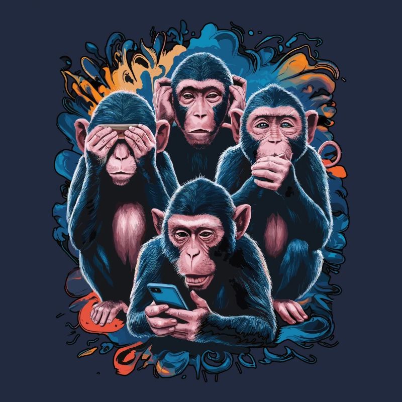 singe sage avec téléphone portable drôle multi conception multimédia