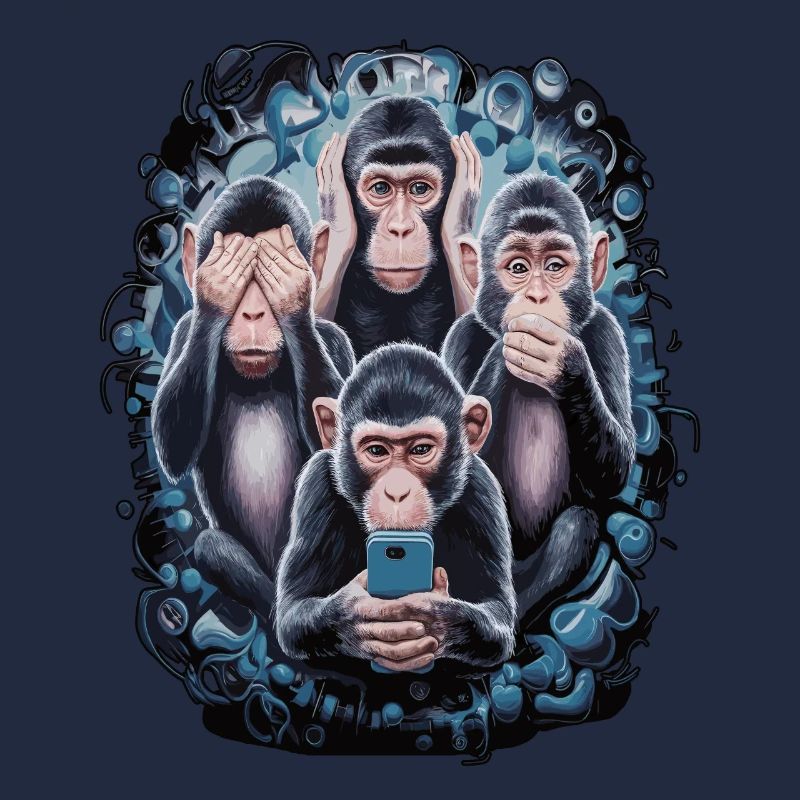 singe sage avec téléphone portable drôle multi conception multimédia