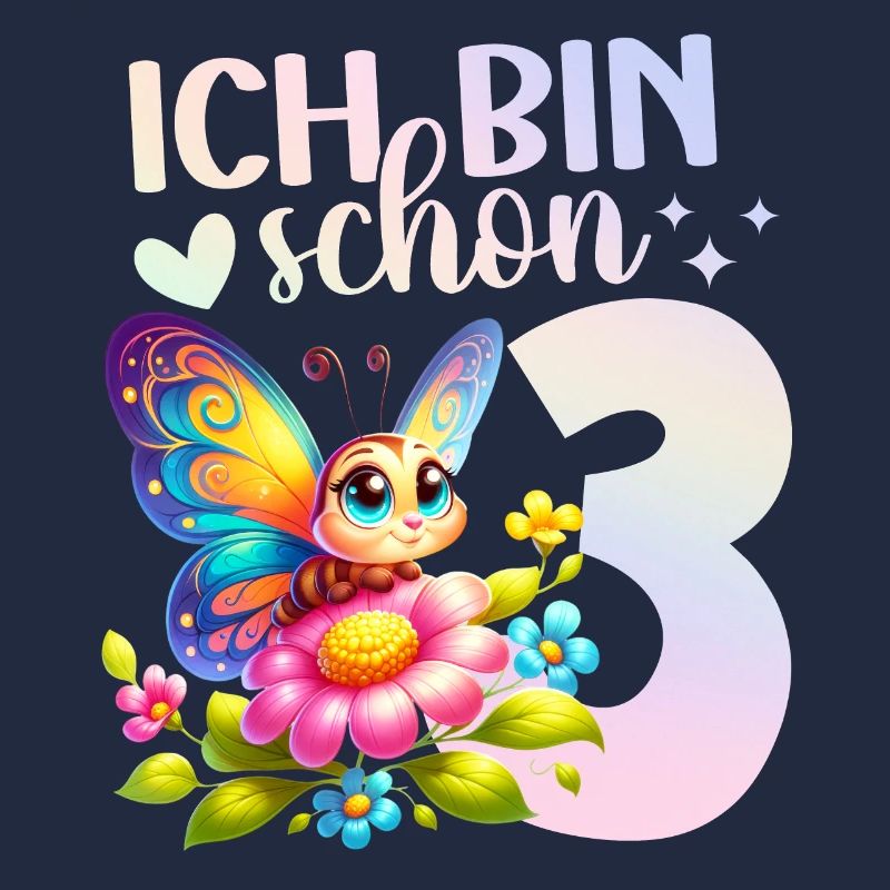 Geburtstag 3 Mädchen Schmetterling Mädchen Drei 3