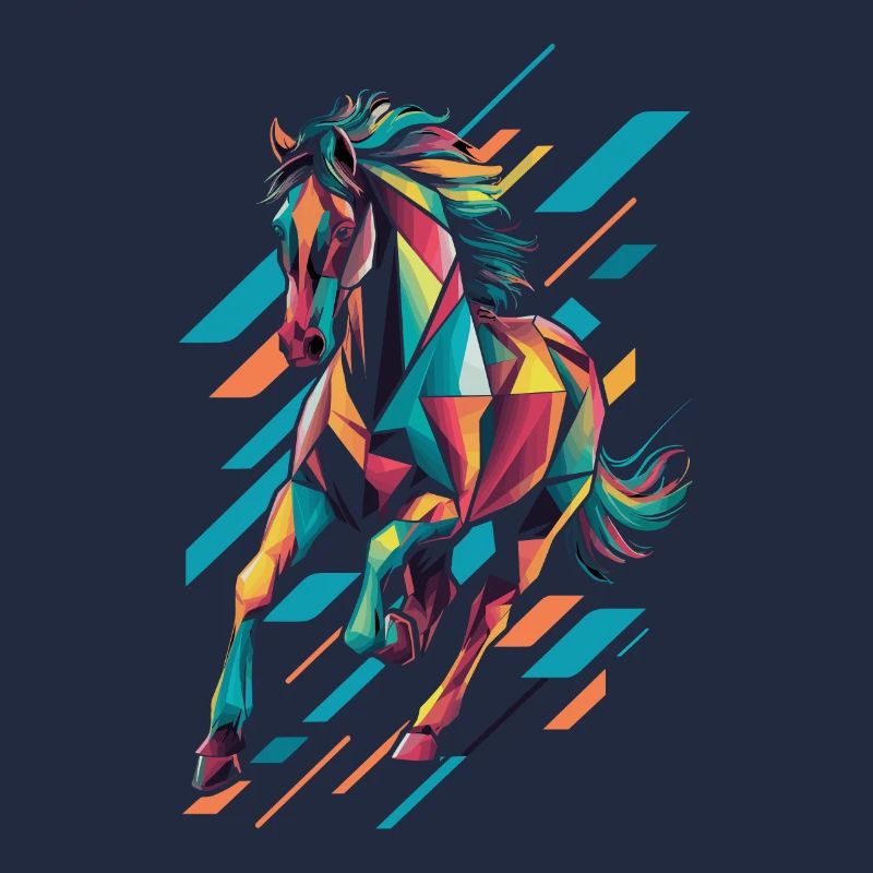 Conception géométrique colorée du cheval