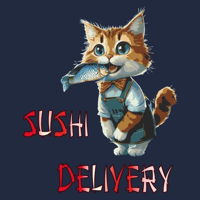 Chat avec du poisson dans la gueule